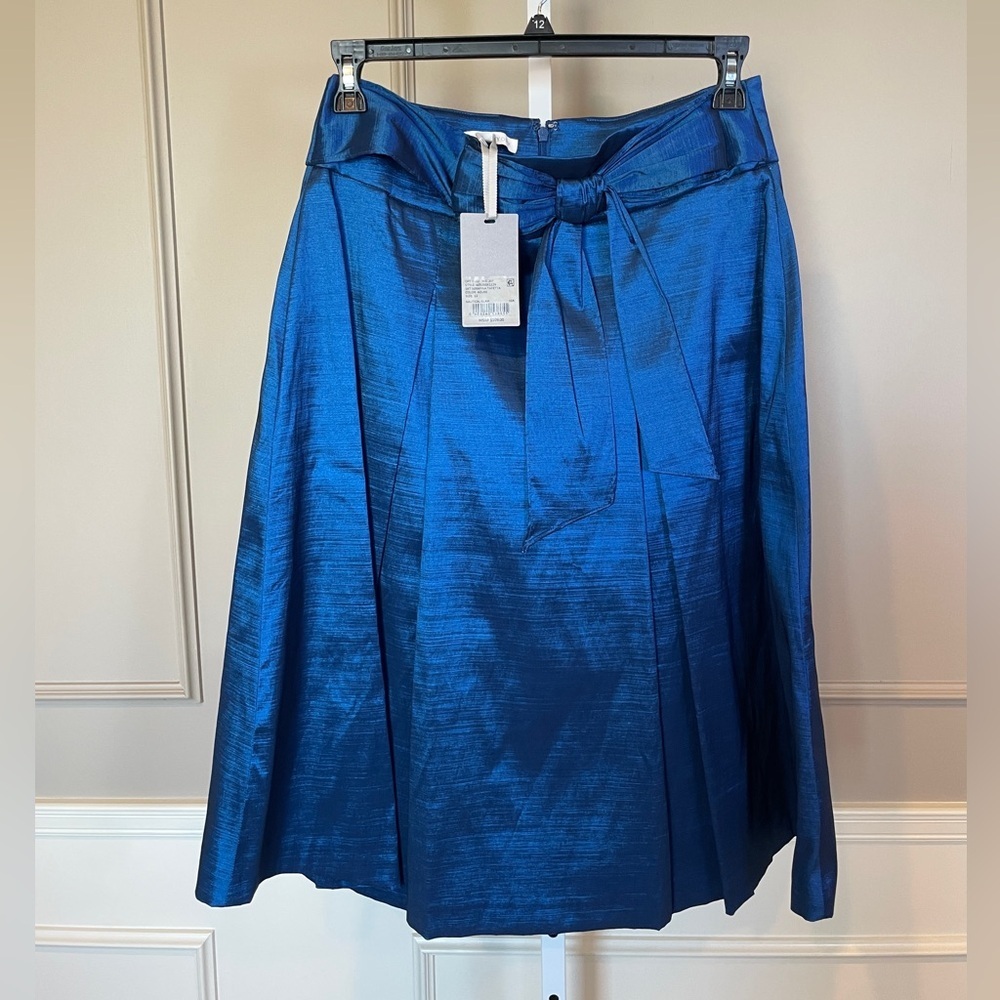 Preston & York NWT 12 Skirt Serafina Taffeta Azure Blue Formal Shimmer Pleated